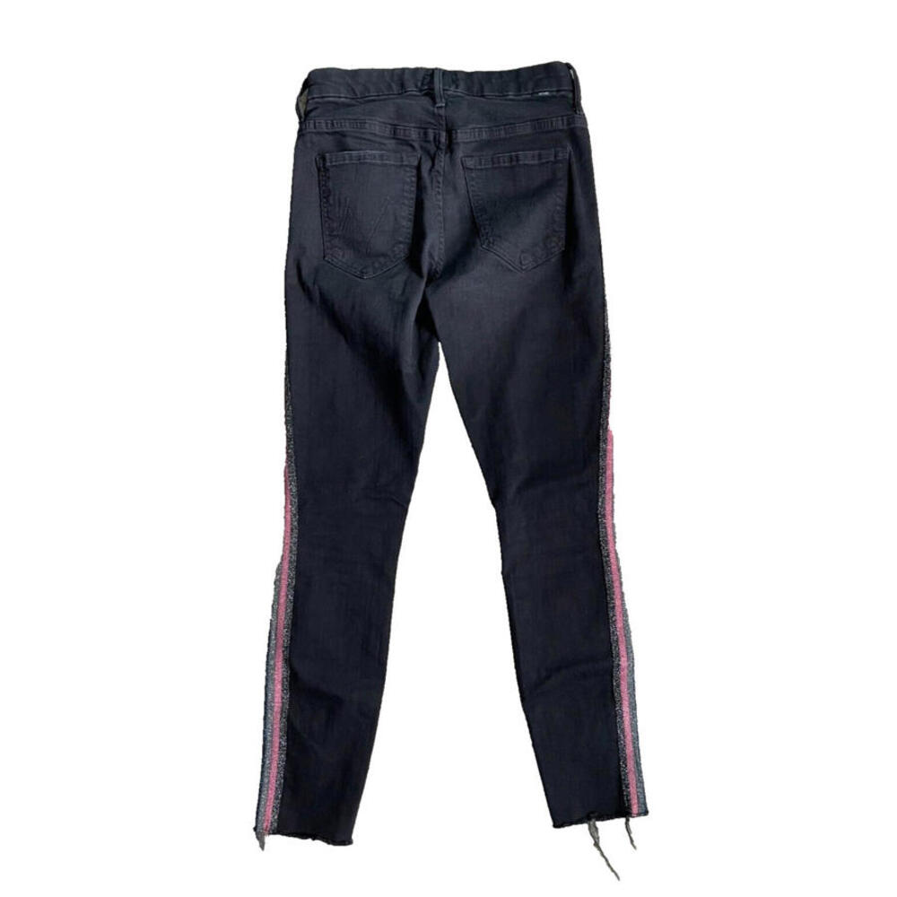 MOTHER High Waisted Looker Ankle Fray Guilty Glitter Racer Raw Hem Size 26 - Picture 6 of 9